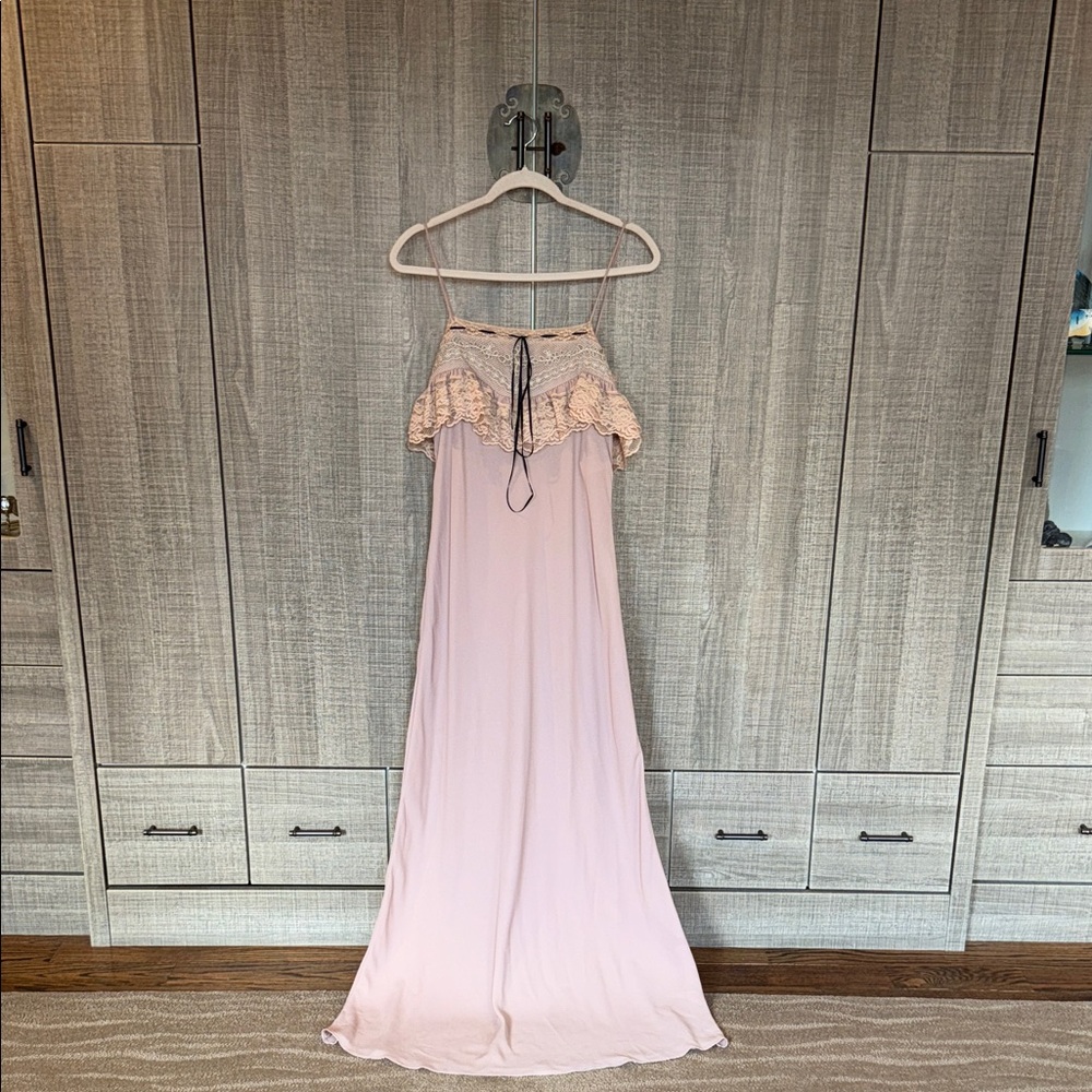 Zara Blush Pink Embroidered And‎ Lace Ruffled Dress